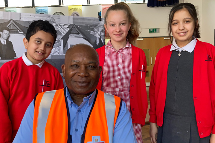 egbert hughes and children from St George the Martry Primary School